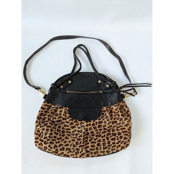 Pietro Alessandro New York Leopard Print Leather Shoulder Bag Vintage Inspired - Picture 1 of 10